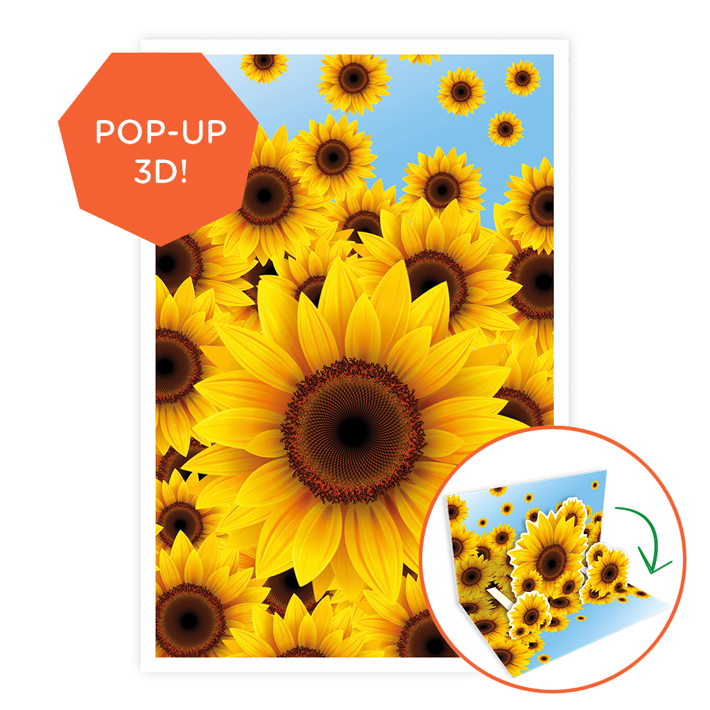 ZB0183 - Wenskaarten Pop-Up <br> Zonnebloemen in bloei