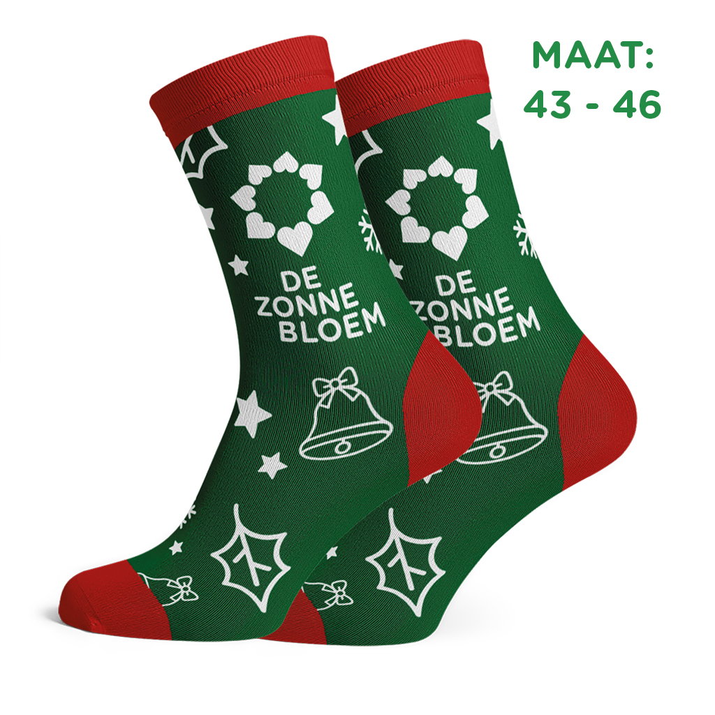 ZB0194 - Zonnebloem kerstsokken <br>Maat 43 - 46