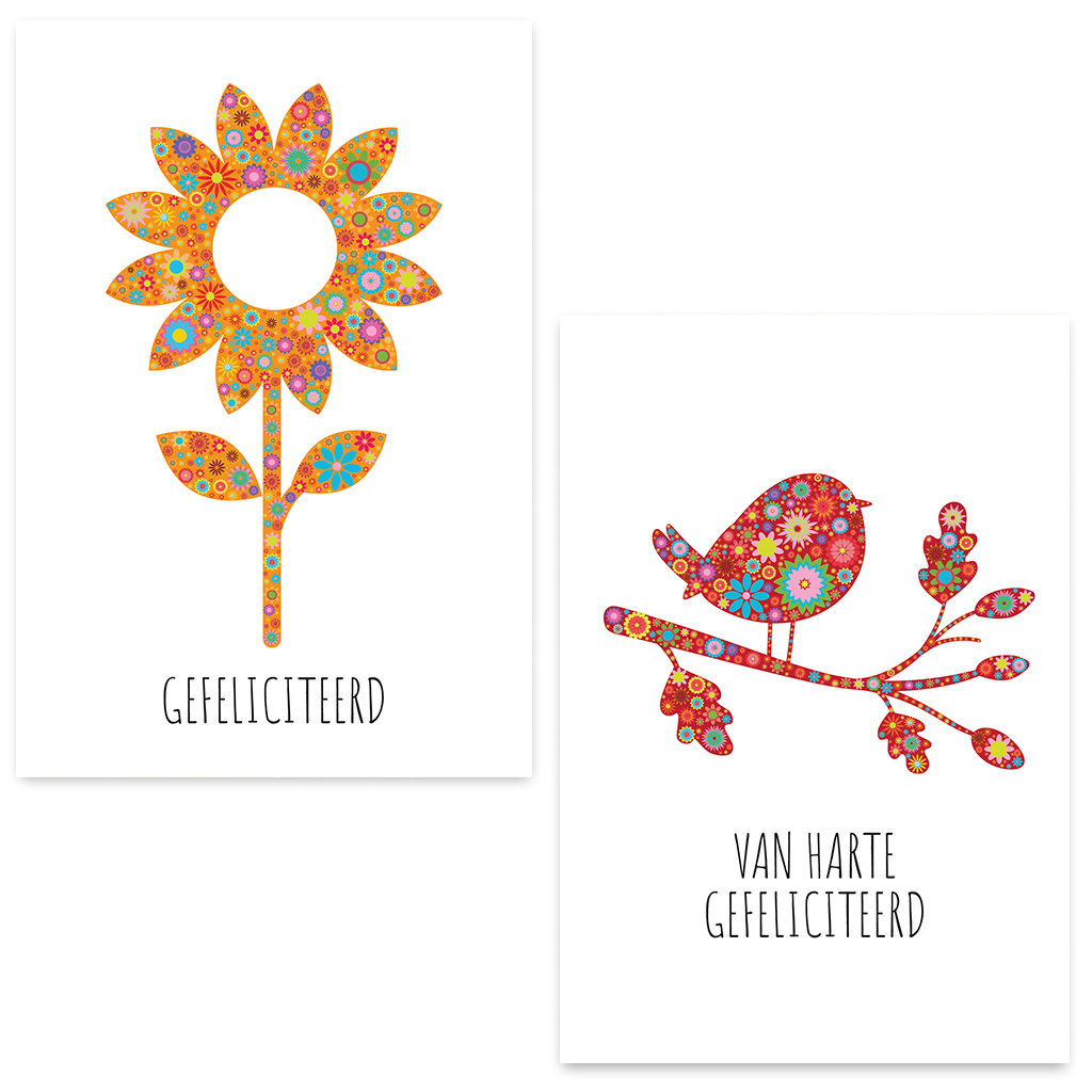 ZB0077 - Wenskaart Kleurige patronen